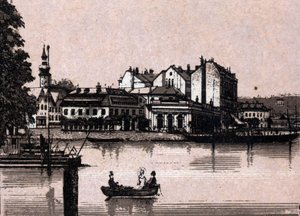 オーストリア、ザルツカンマーグート地方：グムンデンのカジノの風景。「世界図説168景」より 未発表（19世紀後半 作： Unknown artist