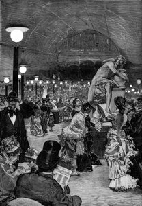 パリのシャンゼリゼ宮（Palais des Champs-Elysees）で開催された1879年のサロンでの彫刻の部屋。Le monde illustrious "に掲載されたエングレーヴィング 作： Unknown artist