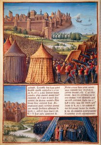 第二次十字軍：ボードゥアン3世（1131-1162）による1153年のアスカロン包囲戦の様子。ミニチュアはSebastien Mamerotの「Les passages faits Outremer par les Turks et autres Sarrazins et Moures Outremarine」からの引用。 作： Unknown artist