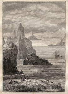 キャプテン・ジェームズ・クック（1728-1779）の第2回航海（1772-1775）：テール・デ・フエゴのノエル運河の風景 - 図版は "The Great Mariners of 18 century "から引用しました。 作： Unknown artist