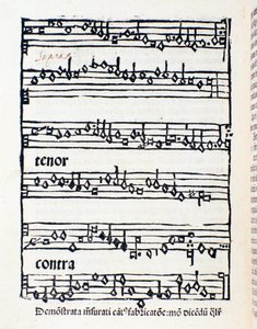ニコラ・ブルジオの音楽学的研究と文書のための楽譜のページ