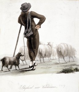 ヴァランシエンヌ近郊の羊飼い-水彩画 作： Unknown artist