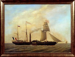 タグス川に浮かぶブレード付きの船 匿名の絵画19世紀 マルセイユ海洋博物館 作： Unknown artist