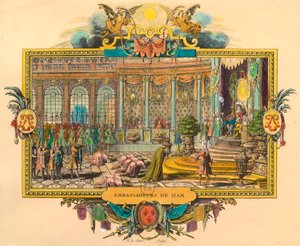 1686年、ルイ14世の宮廷に派遣されたシャム大使。エングレーヴィング個人蔵 作： Unknown artist