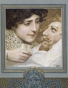 病気の男性と彼に水を飲ませる女性 - 19世紀 作： Unknown artist