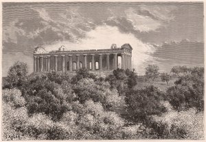 イタリア、シチリア島のアグリジェントの古代ギリシャのコンコード神殿の側面図 作： Unknown