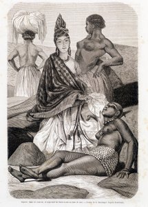 海水浴をする色のついたシグナレの女性とサン・ルイのネグレス - "Le Tour du Monde "にて 作： Unknown artist
