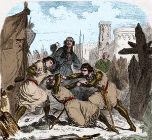 モンフォール家のシモン4世が死去（1150-1218） フランスの貴族で、1218年にトゥールーズの席で死去。 作： Unknown artist