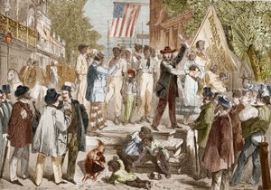1864年、アメリカのリッチモンドへの奴隷販売。 作： Unknown artist