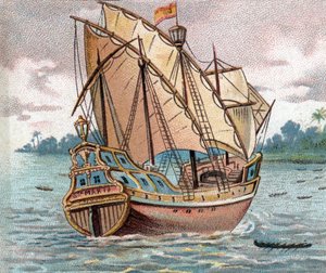 15世紀末のスペインのカラベル - 15世紀のカラベル帆船 作： Unknown artist