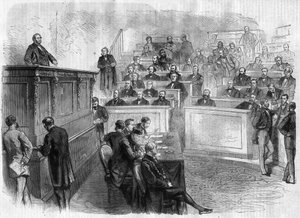 ウジェーヌ・ルーエ(1814-1884)の国会議事堂での演説 - "Le Journal Illustronne "のエングレーヴィング 作： Unknown artist