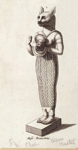 ダンスの女神、猫頭のバステトの像（古代エジプト）。古代エジプトの宗教における女神。 作： Unknown artist