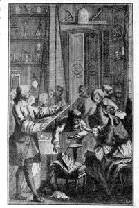 人体の電気伝導率に関するスティーブン・グレイ（1670〜1736）の実験。19世紀のエングレービング。 作： Unknown artist