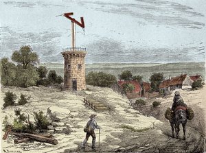 テレグラフ1794年頃のクロード・シャップ（1765-1805）の電信機 - エングレービング 作： Unknown artist