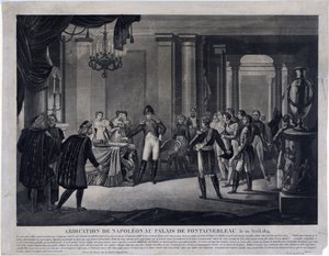 1814 年 4 月 11 日のフォンテンブローでのナポレオンの退位 (彫刻) 作： Unknown artist