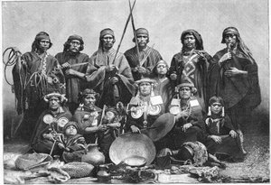 1883年、パリの順化の園でのアラウカン族。 作： Unknown artist