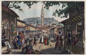 19世紀初頭のアテネのバザール市場 - Le marche bazar d