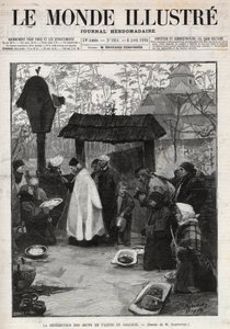 ガリシア（小ロシア）でのイースターエッグの祝福 - 1895年の「The Illustrous World」に掲載された版画 作： Unknown artist