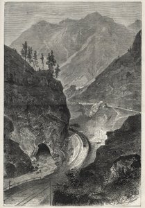 ブレンナー鉄道（ブレネロ）からチロルへ（チロル-チロル） - 1867年のエングレーヴィング - 。 作： Unknown artist
