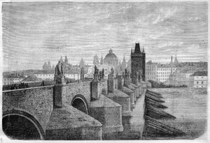 プラハのカレル橋 - "The Illustrous Journal "に掲載された銅版画 作： Unknown artist