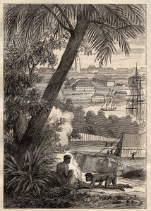 ニコラ・ボーディン（1754-1803）の「南方領土への遠征（1800-1803）」。シドニー（オーストラリア）の眺め - "The Great Mariners of the 18th century "より引用 作： Unknown artist