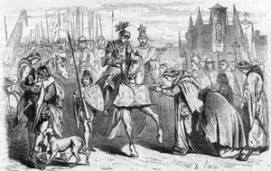 フランス人は1451年6月23日にシャルル7世のもとでボルドーに行き、イギリス人に対するレコンキスタの終わりを迎えた。19世紀のエングレーヴィング。
