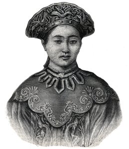 御影堂睦仁(1852-1912)の女性、春子の印象 - 1892年の版画版 作： Unknown artist