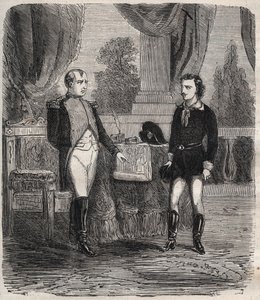 The Interrogation Of Friedrich Stabs After Failed Attempt to Assassination Napoleon I - Friedrich (Frederic) Stapsは、10月12日にナポレオンを殺害しようとした若いドイツ人で、ナポレオンに尋問されている。 作： Unknown artist