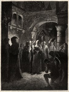 白い懺悔服を着たフランス王アンリ3世（1551-1589）」1585年3月23日に王が制定したConfrerieの行列（白い懺悔服を着たフランス王アンリ3世の行列）。 作： Unknown artist