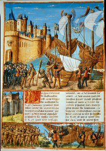 第7回十字軍に参加したフランス王ルイ9世（サン・ルイ）（1214-1270）。ミニチュアはSebastien Mamerotの「Les passages faits Outremer par les Turks et autres Sarrazins et Moures Outremarine」からの引用。 作： Unknown artist