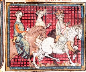 フランク王チルペリック1世（543-597）と馬のフレデゴンド ミニチュア「フランス大年代記」1375-1379年 カストル市立図書館所蔵 作： Unknown artist