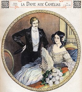 アレクサンドル・デュマJr.の「カメリアの女」は、小説誌後の19世紀末に描かれた挿絵です。