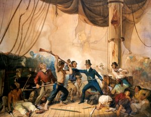 1813年のチェサピークの甲板上の乱闘 作： Unknown
