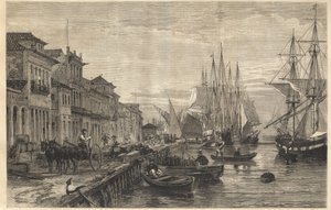 サン・ペドロ・ド・リオ・グランデ・ド・スル（ブラジルの海港）のボア・ビスタ埠頭 - Le quai de Belle-Vue, a San Pedro de Rio Grande (Brazil) - Captaincy of Sao Pedro do Rio Grande do Sul - Engraving from "The Illustrous Universe" 1866