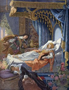 ペローの「眠れる森の美女」。19世紀のクロモリトグラフ。 作： Unknown artist