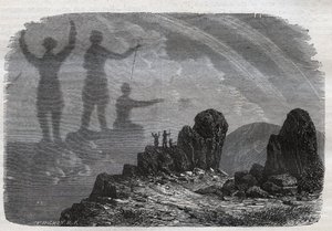 ハルツ山地のブロッケンの妖怪-ブロッケンスペクトラムまたはブロッケンスペクトラム-1877年のエングレーヴィング 作： Unknown artist
