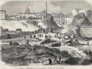 1870年にパリのモンジュ通り（現在のリュテス公園）で発見された両性具有のガロ・ロマン（Gallo Romain）。19世紀のエングレーヴィング。