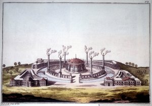 アッシリアの古代都市ニネベ、アッシリアの宮殿の想像図です。 作： Unknown artist