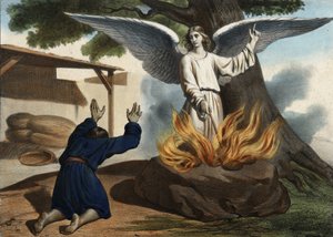 イスラエルの人々をマディア人の占領から解放するためにギデオン（Gideon）に現れた天使。19世紀中頃の匿名の彫刻。 作： Unknown artist