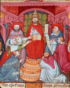 反教皇クレメンス7世（ロベール・ド・ジュネーヴ）（1342年～1394年）が自分の法律を宣言する" 作： Unknown artist