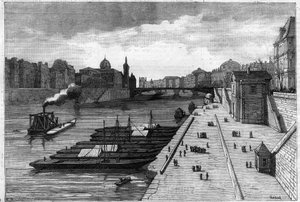 1883年、パリ市庁舎前の岸壁に設置されたリンゴの散歩道 作： Unknown artist