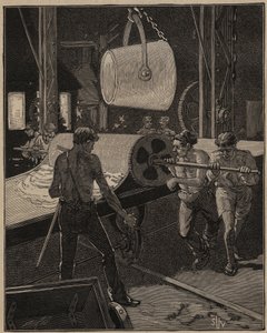ガラスの芸術：アイスクリームを作る。大きな流れ」と呼ばれるステップ。Adolphe BITARDの "Les arts et metiers illustres "に掲載された1885年のエングレーヴィング。 作： Unknown artist