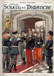 ロシアのサン・キュル（St.Cyr）の代表団：ロシアの軍事学校でのレセプション。Le sun-du-dimanche』1月29日号に掲載されたエングレーヴィング