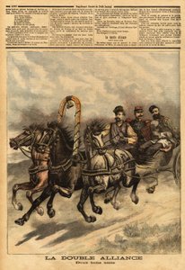 アレクサンダー3世（1815-1894）のロシアとフランスの二重同盟。1893年10月16日の「Le petit journal」に掲載された版画。セルバのコレクション。 作： Unknown artist
