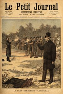 副官ポール・デルーレ（1846-1914）とジョルジュ・クレマンソー（1841-1929）のピストルによる決闘（フランスでは1626年から禁止されている）、無傷。Le petit journal "1893年7月1日付のエングレーヴィング。セルバのコレクション。 作： Unknown artist