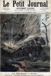 パリのダイナマイト、11月8日、アナキストのエミール・アンリの襲撃による警察署（Rue des Bons Enfants）での爆発。 作： Unknown artist