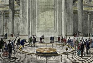 1851年にレオン・フーコーがパリのパンテオンで地球の自転を実証した有名な「振り子の体験」。