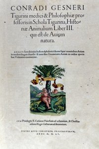 コンラッド・ゲスナー（1516-1565）の『Historia Animalium』第3巻の表紙、Tiguri。 作： Unknown artist