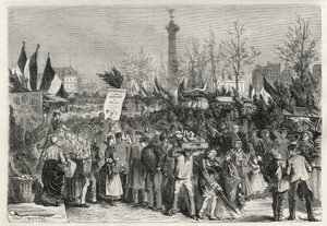 パリのブルドン大通り（バスティーユ広場）で開催されたハムフェア - 1868 - 。 作： Unknown artist