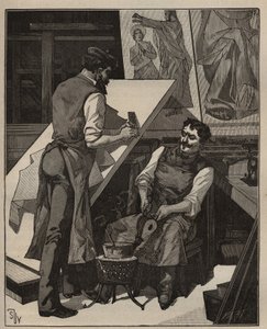 モザイク：モザイクのワークショップ。Adolphe BITARDの "Les arts et metiers illustres "に掲載された1885年のエングレーヴィング。 作： Unknown artist